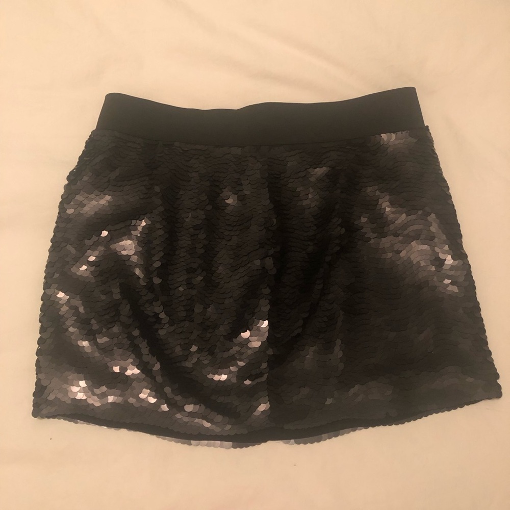 BCBGMAXAZRIA Black Sequin Miniskirt